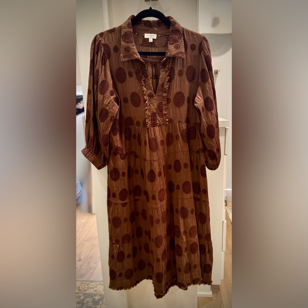 Umgee Brown Polka Dot Dress